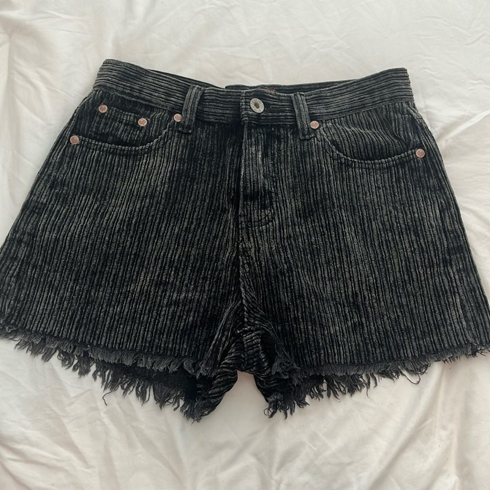 Black corduroy shorts